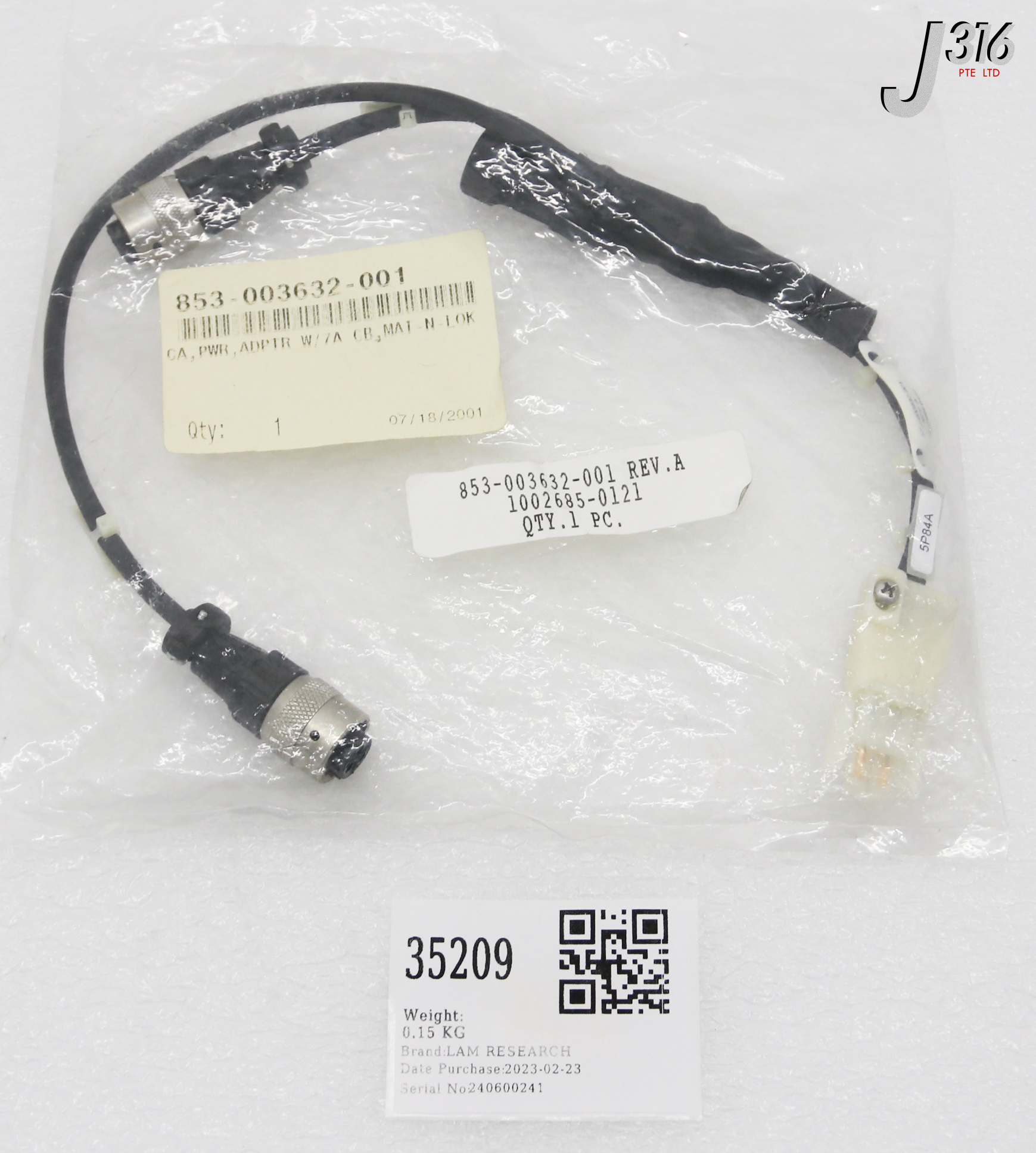 trustec 35209 LAM RESEARCH CA, PWR, ADPTR W/7A CB, MAT-N-LOK (NEW) 853